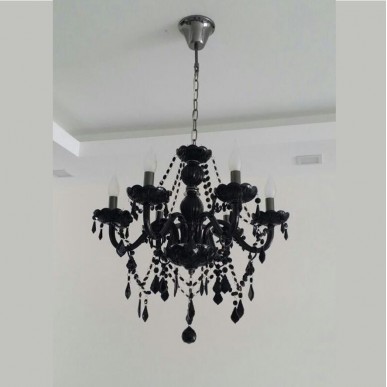 Ramadan Special Crystal Chandelier Candle Pendant Light 8012/6 Clear/ Black with LED Bulb  Ramadan Special Crystal Chandelier Candle Pendant Light 8012/6 Clear/ Black with LED Bulb